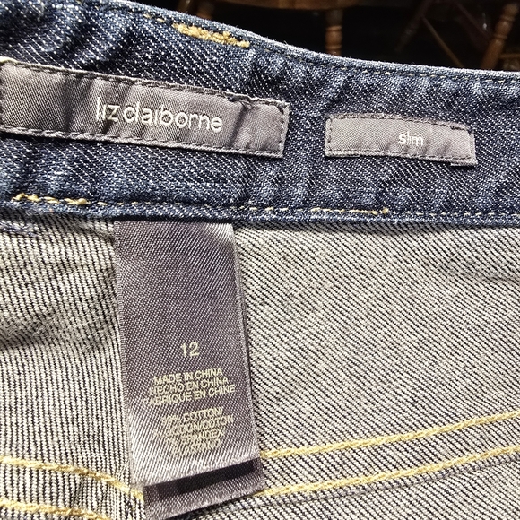 Liz Claiborne Blue Boot Cut Jeans with Gold Studs - Picture 5 of 6